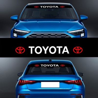Picture of Car Styling Sunshade Stickers Auto Logo Front Rear Windshield Banner Decals For Toyota - Black