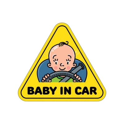 Picture of Baby in car sticker Reflective - Yellow