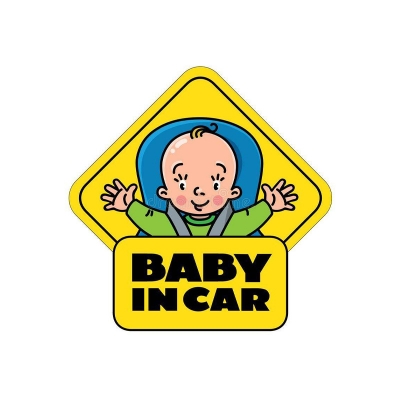 Picture of Baby in car sticker Reflective - Yellow