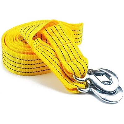 Picture of Tiny Deal 4M Long Super Strong Emergency Heavy Duty Car Tow Cable 3 Ton Towing Strap Rope With Dual Forged Hooks - Yellow Rep