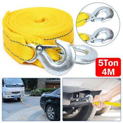 Picture of Tiny Deal 4M Long Super Strong Emergency Heavy Duty Car Tow Cable 3 Ton Towing Strap Rope With Dual Forged Hooks - Yellow Rep