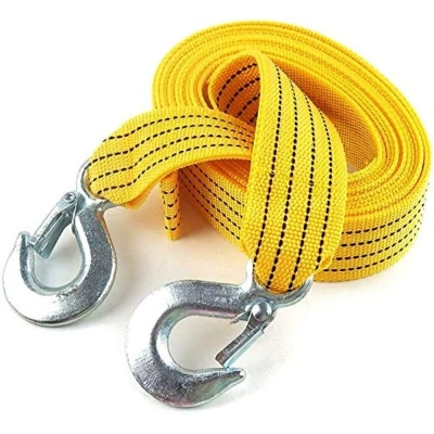 Picture of Tiny Deal 4M Long Super Strong Emergency Heavy Duty Car Tow Cable 3 Ton Towing Strap Rope With Dual Forged Hooks - Yellow Rep