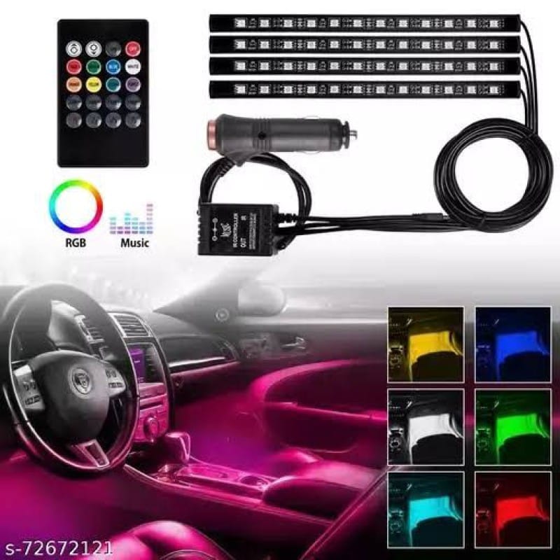 Picture of Atmosphere Lights,12x4 Car LED Strip Light, 48 LED DC 12V Multicolour Interior Light LED Under Dash Lighting Kit with Sound Active Function and Wireless Remote Control Car Fancy Light