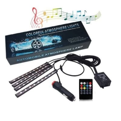Picture of Atmosphere Lights,12x4 Car LED Strip Light, 48 LED DC 12V Multicolour Interior Light LED Under Dash Lighting Kit with Sound Active Function and Wireless Remote Control Car Fancy Light