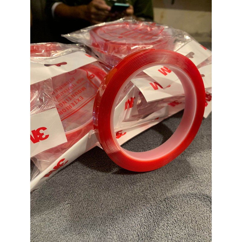 Picture of 3M Permanent Double Sided Transparent Super Sticky Tape Roll for Vehicle Car Red 14 mm - Red