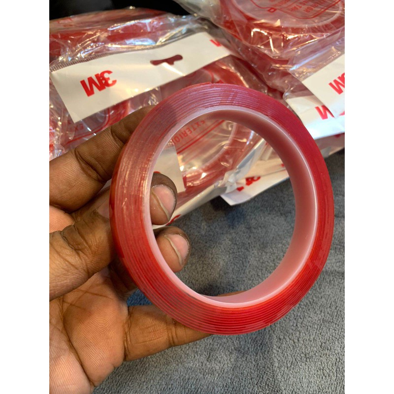Picture of 3M Permanent Double Sided Transparent Super Sticky Tape Roll for Vehicle Car Red 14 mm - Red
