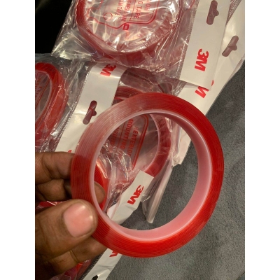 Picture of 3M Permanent Double Sided Transparent Super Sticky Tape Roll for Vehicle Car Red 14 mm - Red