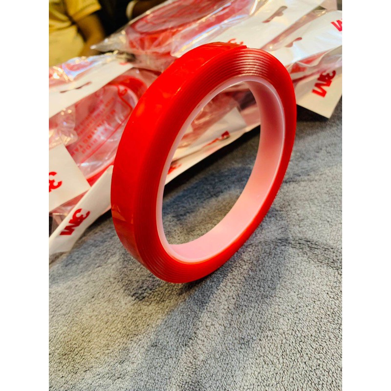 Picture of 3M Permanent Double Sided Transparent Super Sticky Tape Roll for Vehicle Car Red 14 mm - Red