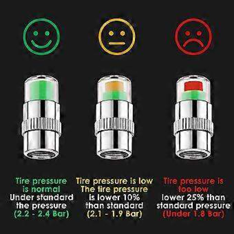 Picture of Air Alert Tire Valve Cap 4pcs/set Car Tire Pressure Monitor Valve Stem Caps