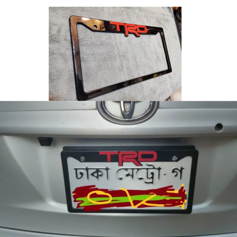 Picture of TRD Glossy Black Car License Number Plate Frame 2 PIS (Made in China )