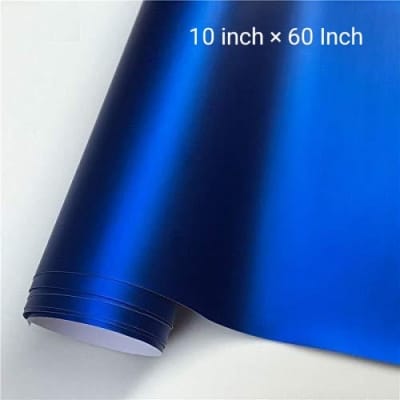 Picture of Blue Metallic Matte Vinyl Sticker For Bike & Car Dashboard Gear Panel Designing 10 inch Wide 60 inch Long - Blue
