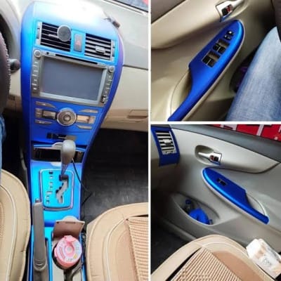 Picture of Blue Metallic Matte Vinyl Sticker For Bike & Car Dashboard Gear Panel Designing 10 inch Wide 60 inch Long - Blue