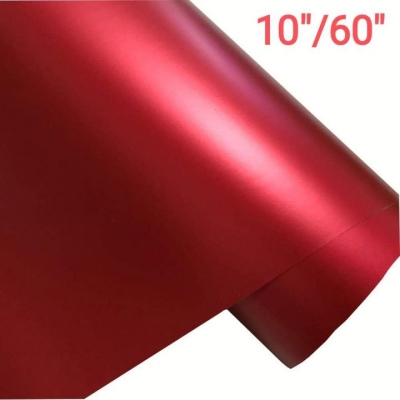 Picture of Red Metallic Matte Vinyl Sticker For Bike & Car Dashboard Gear Panel Designing 10 inch Wide 60 inch Long - Red