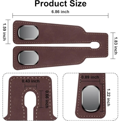 Picture of 2 pcs Car Seat Hooks for Headrest,  Car Seat Back Double Hooks, Leather Double Headrest Purse Hooks for Car, Car Back Seat Headrest Hooks for Handbags, Bags, Purses