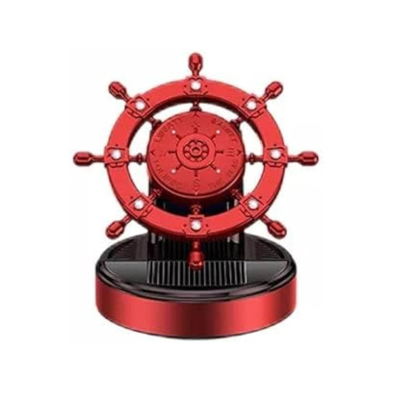 Picture of Solar Rotating Ship Wheel Car Air Freshener – Luxury Dashboard Perfume with Compass Design