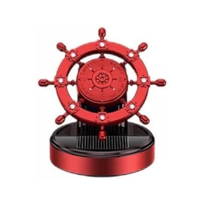 Picture of Solar Rotating Ship Wheel Car Air Freshener – Luxury Dashboard Perfume with Compass Design