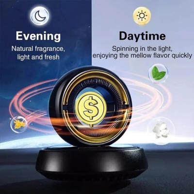 Picture of Solar Car Air Freshener Car Lucky Ornaments And Aroma Diffuser, Rotating Solar Powered Car Aromatherapy