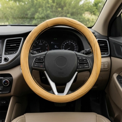 Picture of Premium Leather Car Steering Wheel Cover – Mustard Yellow