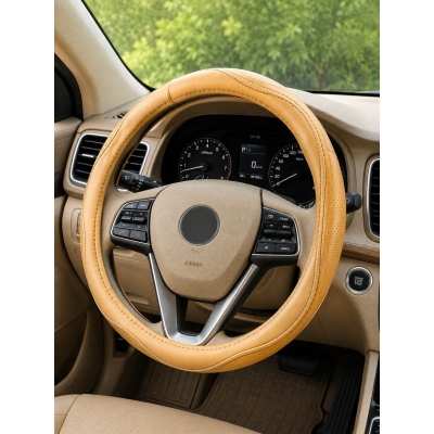 Picture of Premium Leather Car Steering Wheel Cover – Mustard Yellow