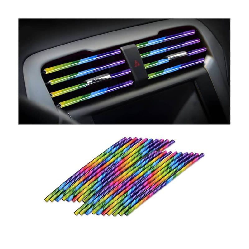 Picture of 10 Pcs 20cm Car Air Conditioner Vent Outlet Trim Strips U Shape Chrome PVC Colorful Shiny for Car Decoration