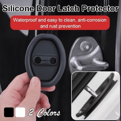 Picture of 4PCS Silicone Door Latch Protector Caps, Car Door Lock Cover for Decoration (Black)