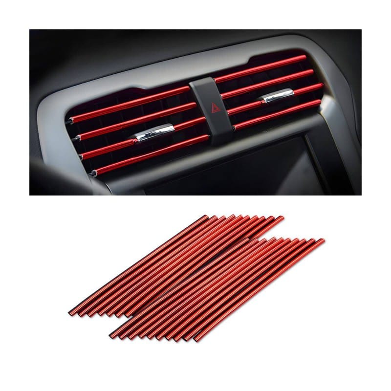 Picture of 4Pcs 20cm Car Air Conditioner Vent Outlet Trim Strip U Shape Chrome Soft PVC Colorful Shiny Car Trim Strip for Car Decoration Auto Interior Accessories