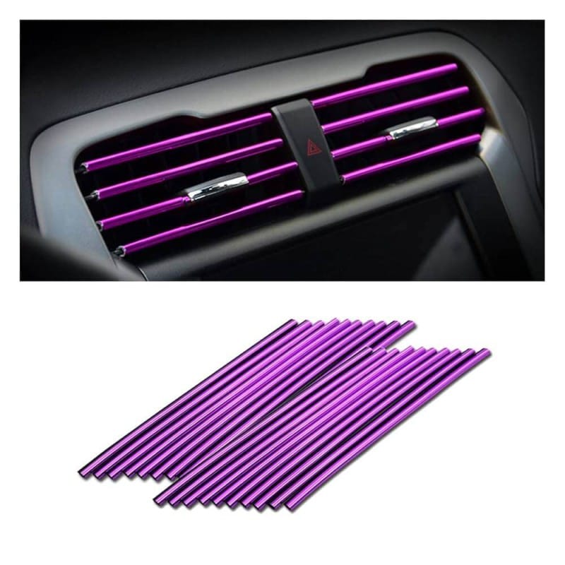 Picture of 4Pcs 20cm Car Air Conditioner Vent Outlet Trim Strip U Shape Chrome Soft PVC Colorful Shiny Car Trim Strip for Car Decoration Auto Interior Accessories