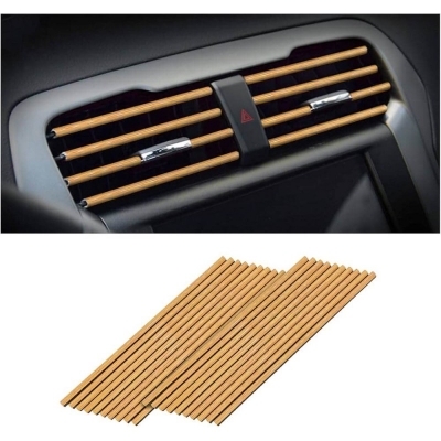 Picture of 4Pcs 20cm Car Air Conditioner Vent Outlet Trim Strip U Shape Chrome Soft PVC Colorful Shiny Car Trim Strip for Car Decoration Auto Interior Accessories