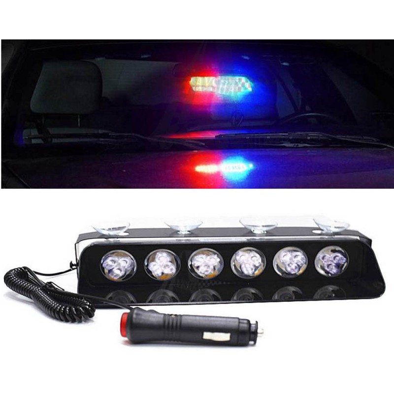 Picture of New 6 LED Police Emergency Flashing Light/Flasher Strobe/Warning Light Universal for Car/Jeep/Trucks Etc. 1Pcs(Red/Blue)