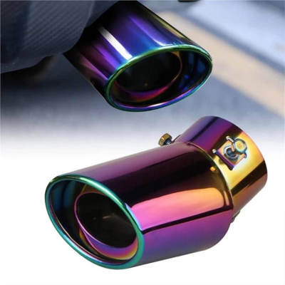 Picture of 1 PCS 2.5" Inlet Car Auto Exhaust Muffler Tip Stainless Steel Chrome Trim Rear Tail Throat Compatible with Most Cars(Silver Straight)