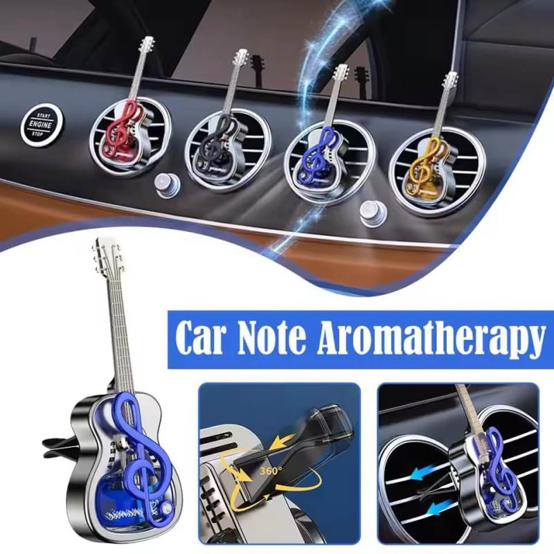 Picture of Car Guitar Shaped Dynamic Note Aromatherapy Air Outlet Freshener Lasting Accessory Car Interior Charming Air Deodorization