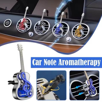 Picture of Car Guitar Shaped Dynamic Note Aromatherapy Air Outlet Freshener Lasting Accessory Car Interior Charming Air Deodorization