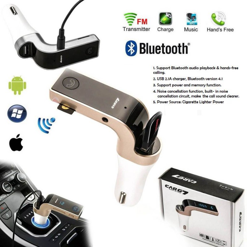 Picture of CARG7 Bluetooth Car Kit Fm Transmitter USB Car Mp3 Music Player SD Car Charger - Black