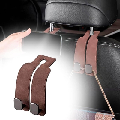 Picture of 1 Pcs Car Hooks for Headrest, Car Seat Hooks Purse Hook for Car, Double Headrest Hooks Purse Holder & Mobile Phone Holder, Car Hanger Storage Car Seat Back Organizer for Bags, Purses, Handbags(Black)