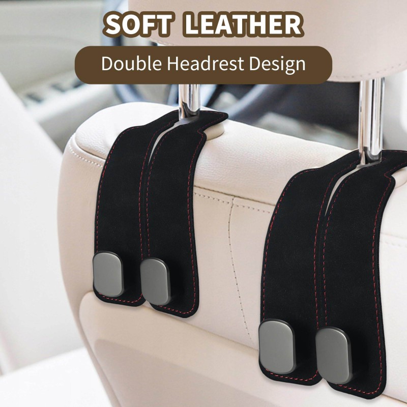 Picture of 1 Pcs Car Hooks for Headrest, Car Seat Hooks Purse Hook for Car, Double Headrest Hooks Purse Holder & Mobile Phone Holder, Car Hanger Storage Car Seat Back Organizer for Bags, Purses, Handbags(Black)