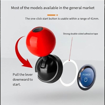Picture of CAR PUSH START BUTTON Metal, Car Push Start Button – Engine Start/Stop Switch for Keyless Ignition Systems - Red
