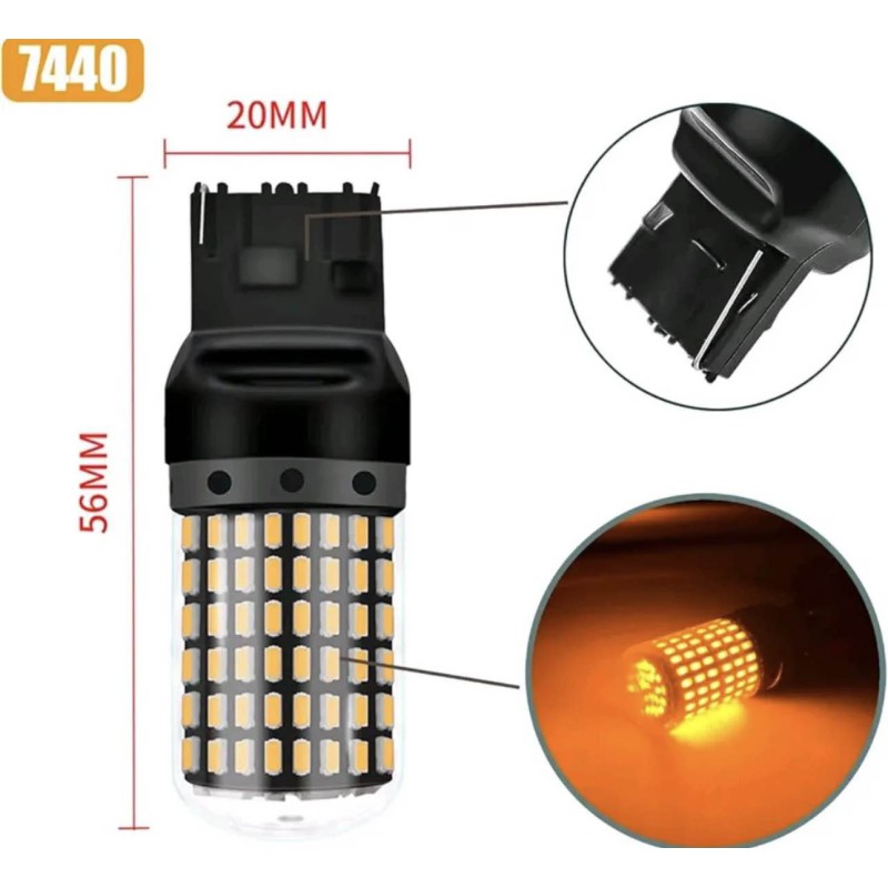 Picture of 7440 LED Bulbs Turn Signal Lights Amber Yellow 7441 7440NA T20 W21W WY21W Front Rear Turn Signal Bulb with Projector Replacement for Car, Truck, SUV, Motorcycle AC10-24V(2PCS)