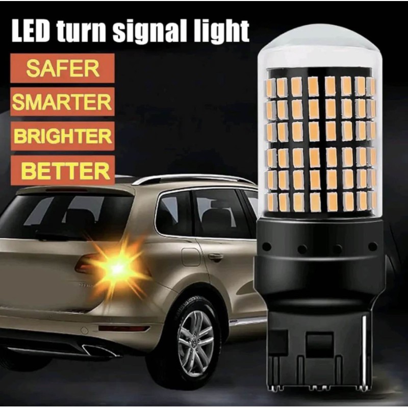 Picture of 7440 LED Bulbs Turn Signal Lights Amber Yellow 7441 7440NA T20 W21W WY21W Front Rear Turn Signal Bulb with Projector Replacement for Car, Truck, SUV, Motorcycle AC10-24V(2PCS)