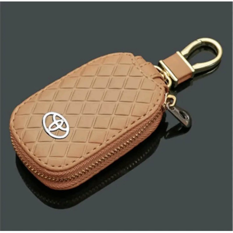 Picture of New Premium Diamond Grain Leather Flip Car Key Case Cover | FOB Pouch Wallet for Toyota Models