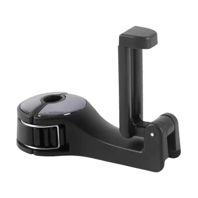 Picture of Universal Car 2 in 1 Car Headrest Hidden Hook Upgraded Car Back Seat Hook with Mobile Phone Holder Bracket for Purse Backpacks Umbrella - Black