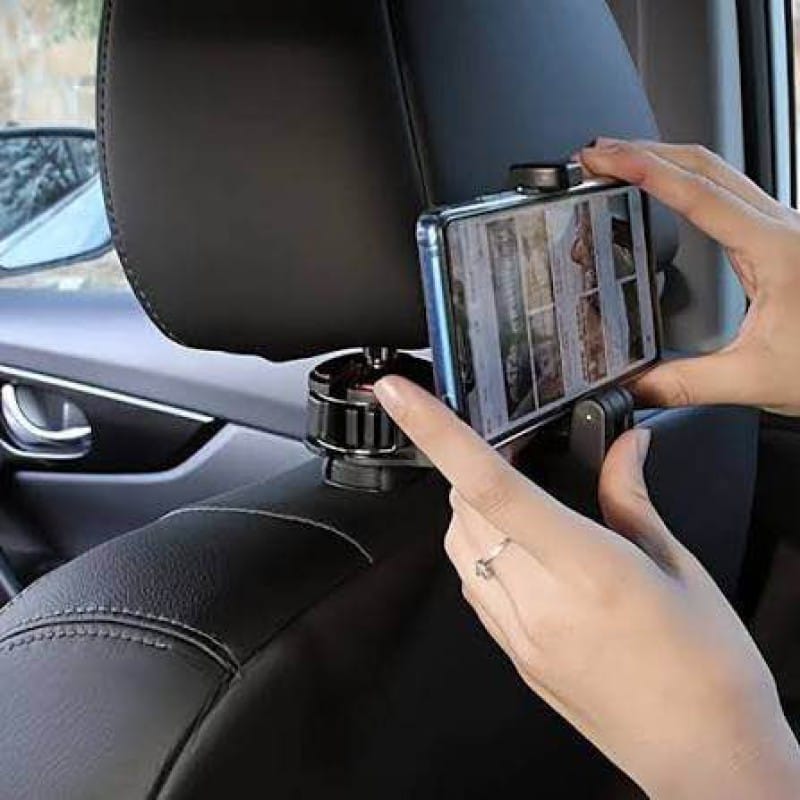 Picture of Universal Car 2 in 1 Car Headrest Hidden Hook Upgraded Car Back Seat Hook with Mobile Phone Holder Bracket for Purse Backpacks Umbrella - Black