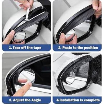 Picture of Car Rearview Blind Spot Mirror, 2PCS 360° Adjustment Auxiliary Rear View Mirror with Rain Eyebrow Car Exterior Accessories for Car