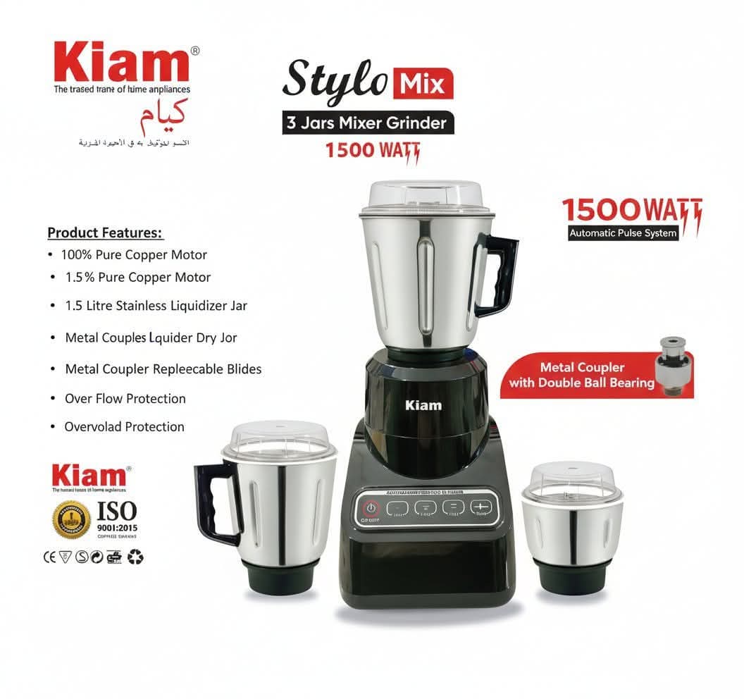 Picture of Kiam Stylo Mix 3 Jars Mixer Grinder Blender- 1500W