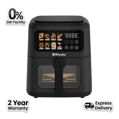Picture of Miyako 1800W 4 ltr Air Fryer with Inverter Technology, Digital touch control and Clear Glass Window View (AF-401- CG) 