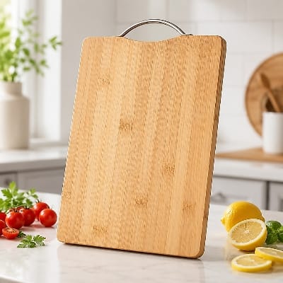 Picture of Bamboo Cutting And  Chopping  Board With Stainless Steel Handle 