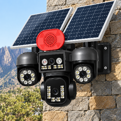 Picture of V380 Pro 2 Solar plates 4 Lenses 4 View 3 PTZ Moving by app 4G Security Camera 4MP+4MP+4MP+4MP Smart 4G IP Security Cameras with 360° Coverage, Night Vision & Two Way Audio