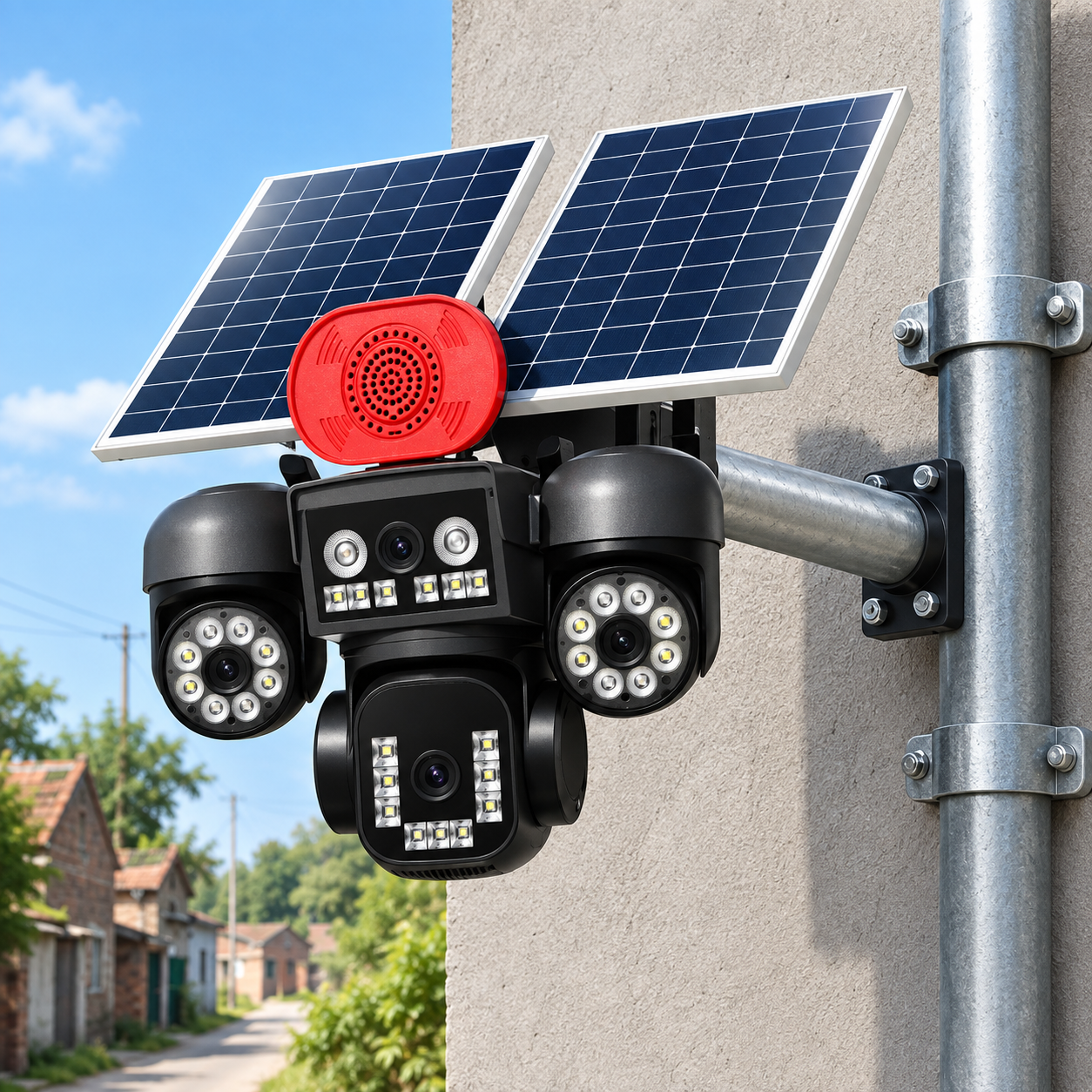 Picture of V380 Pro 2 Solar plates 4 Lenses 4 View 3 PTZ Moving by app 4G Security Camera 4MP+4MP+4MP+4MP Smart 4G IP Security Cameras with 360° Coverage, Night Vision & Two Way Audio