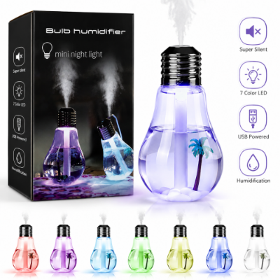 Picture of Bulb USB Air Humidifier with 7 Color LED Light Mini Mist Diffuser
