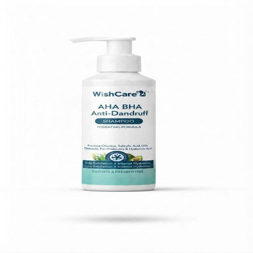 Picture of WishCare AHA BHA Anti-Dandruff Shampoo - 200ml | Scalp Exfoliation & Hydrating Formula
