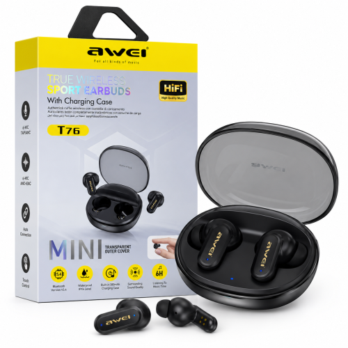 Picture of Awei T76 True Wireless Sport Earbuds with Charging Case – Bluetooth 5.4
